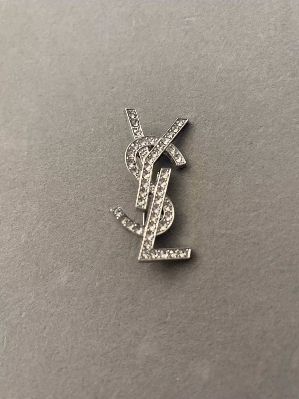 Silver Crystal Logo Pin
